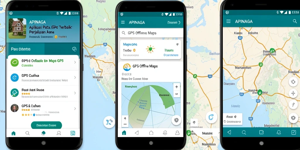 Antarmuka pengguna aplikasi GPS Offline APINAGA yang intuitif dan informatif.