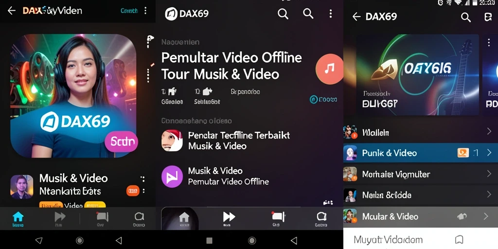 Tampilan antarmuka DAX69 yang user-friendly untuk Pemutar Video Offline.