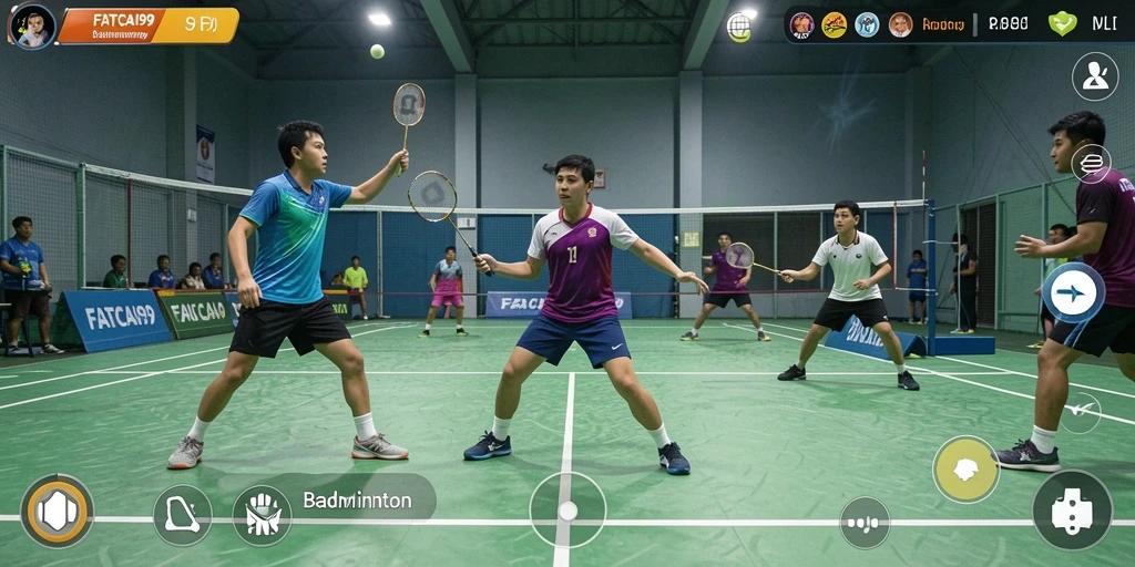 Antarmuka permainan badminton yang menarik dan intuitif.