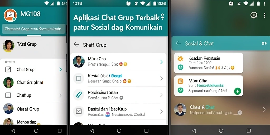 Tampilan antarmuka MG108 untuk chat grup yang mudah digunakan.