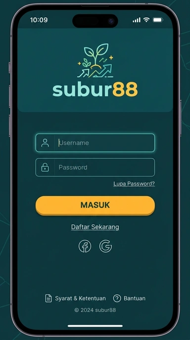 Tampilan halaman login subur88